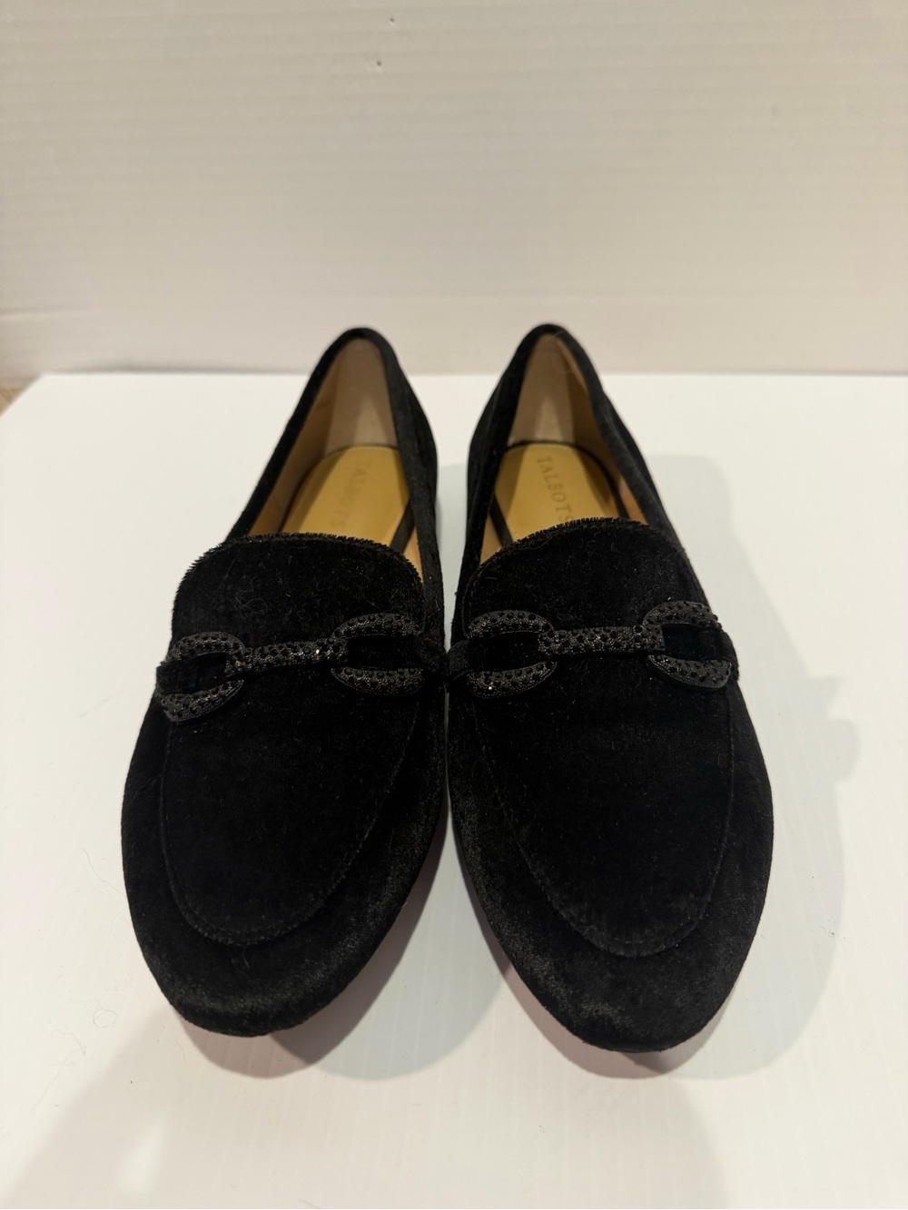 Talbots Black Velvet "Ryan Pave Bit" Loafers Size 9 M Black Gem Buckles! - Picture 2 of 12